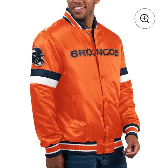 Men's Denver Broncos Starter Orange Home Game Satin Full-Snap Varsity Jacket - Picture 1 of 2